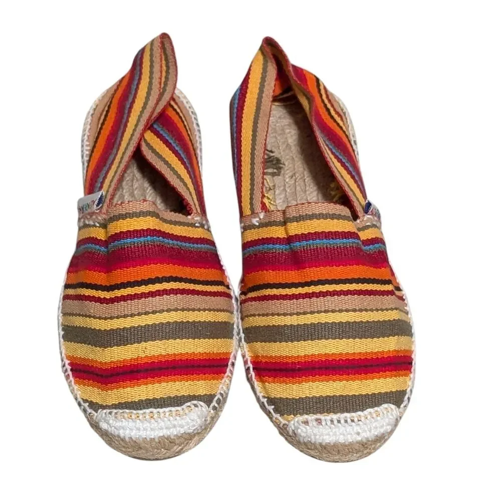 Alpargatus multi-color rainbow striped Espadrille cotton canvas Spain beachy 35